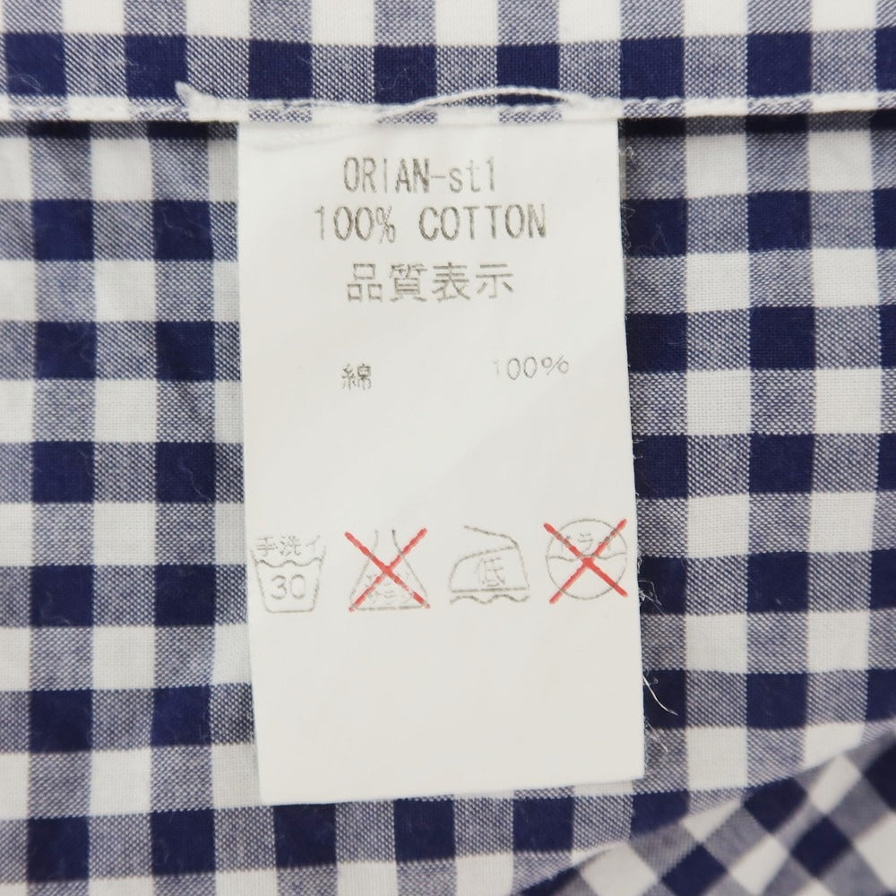 [Used] ORIAN Check Button-down Dress Shirt Navy x White [37] [Condition Rank C] [Men&