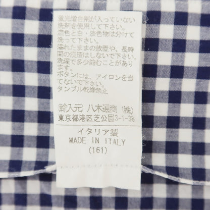 [Used] ORIAN Check Button-down Dress Shirt Navy x White [37] [Condition Rank C] [Men&