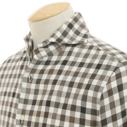 [Used] GUY ROVER Cotton flannel check casual shirt, khaki brown x white [XS] [Condition rank B] [Men&