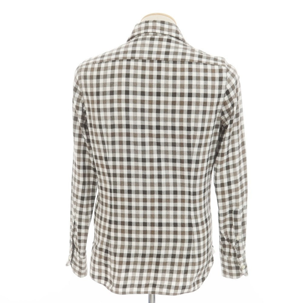 [Used] GUY ROVER Cotton flannel check casual shirt, khaki brown x white [XS] [Condition rank B] [Men&