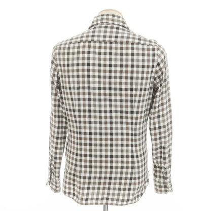 [Used] GUY ROVER Cotton flannel check casual shirt, khaki brown x white [XS] [Condition rank B] [Men&