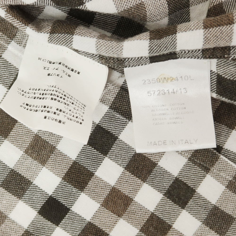 [Used] GUY ROVER Cotton flannel check casual shirt, khaki brown x white [XS] [Condition rank B] [Men&