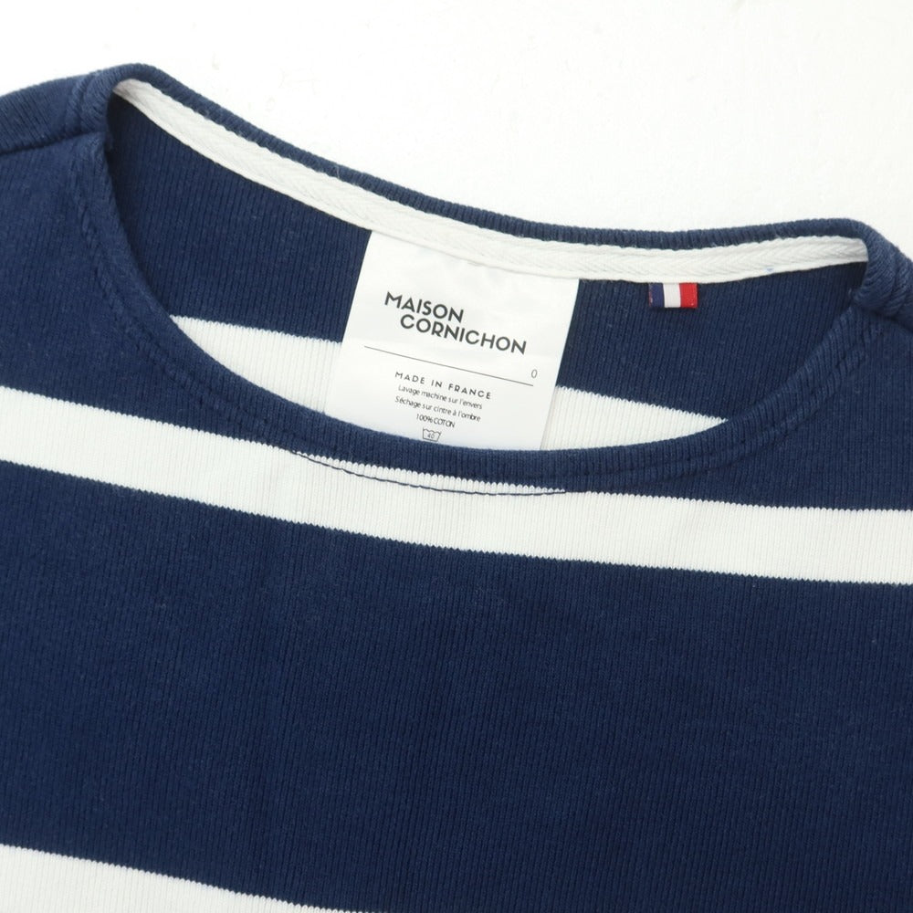 【中古】メゾン コルニション MAISON CORNICHON コットン ボーダー バスクシャツ 長袖Ｔシャツ ネイビーxホワイト【 状態ランクB 】【 メンズ 】 [EPD]
