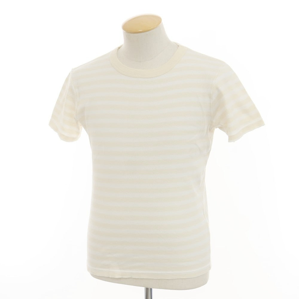 [Used] MAISON CORNICHON Cotton Border Crew Neck Short Sleeve T-Shirt Beige x White [Condition Rank B] [Men&