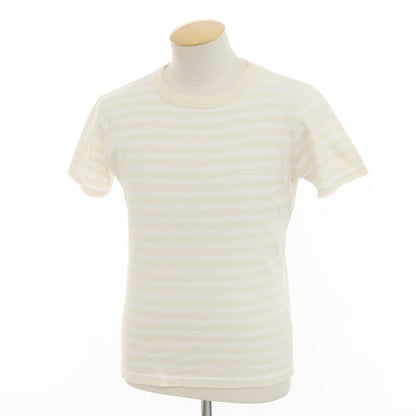 【中古】メゾン コルニション MAISON CORNICHON コットン ボーダー クルーネック 半袖Ｔシャツ ベージュxホワイト【 状態ランクB 】【 メンズ 】 [APD]