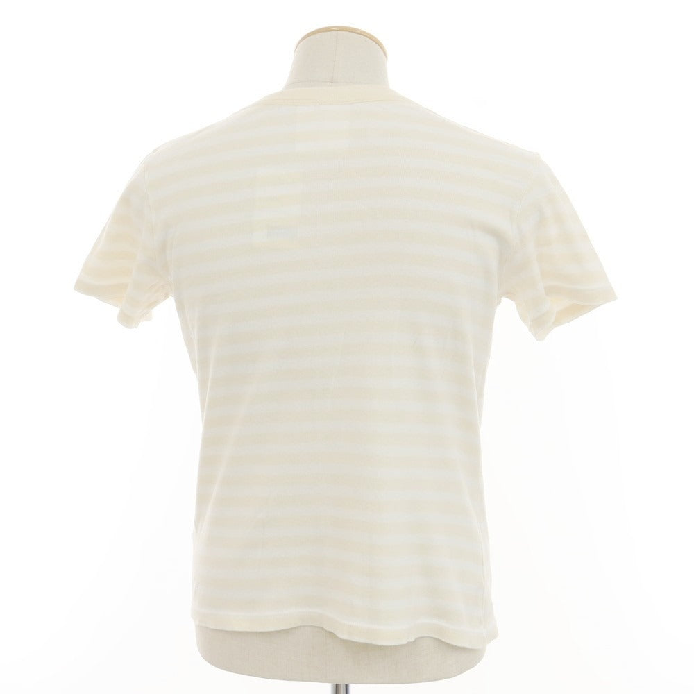[Used] MAISON CORNICHON Cotton Border Crew Neck Short Sleeve T-Shirt Beige x White [Condition Rank B] [Men&