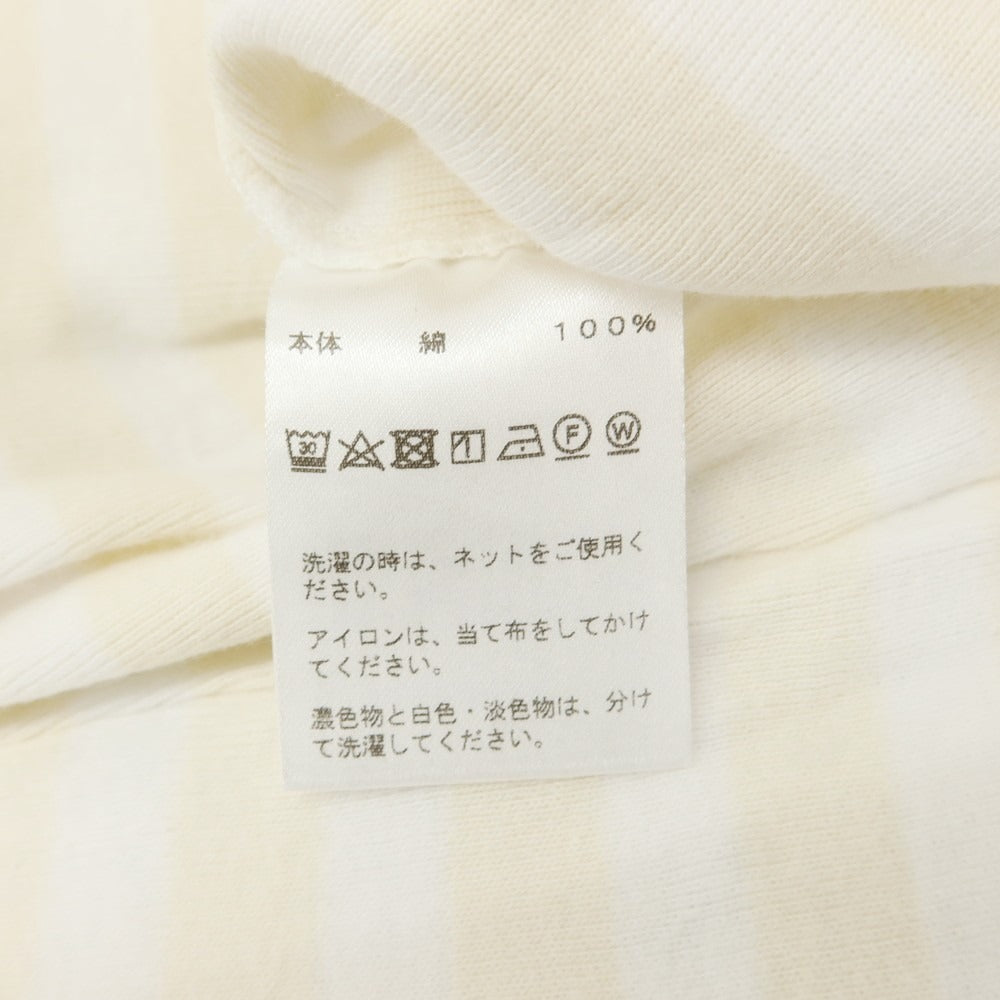 【中古】メゾン コルニション MAISON CORNICHON コットン ボーダー クルーネック 半袖Ｔシャツ ベージュxホワイト【 状態ランクB 】【 メンズ 】 [APD]