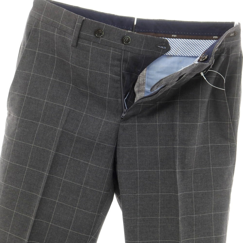 [Used] PT01 Wool Check Dress Slacks Pants Dark Gray x White [44] [Condition Rank D] [Men&