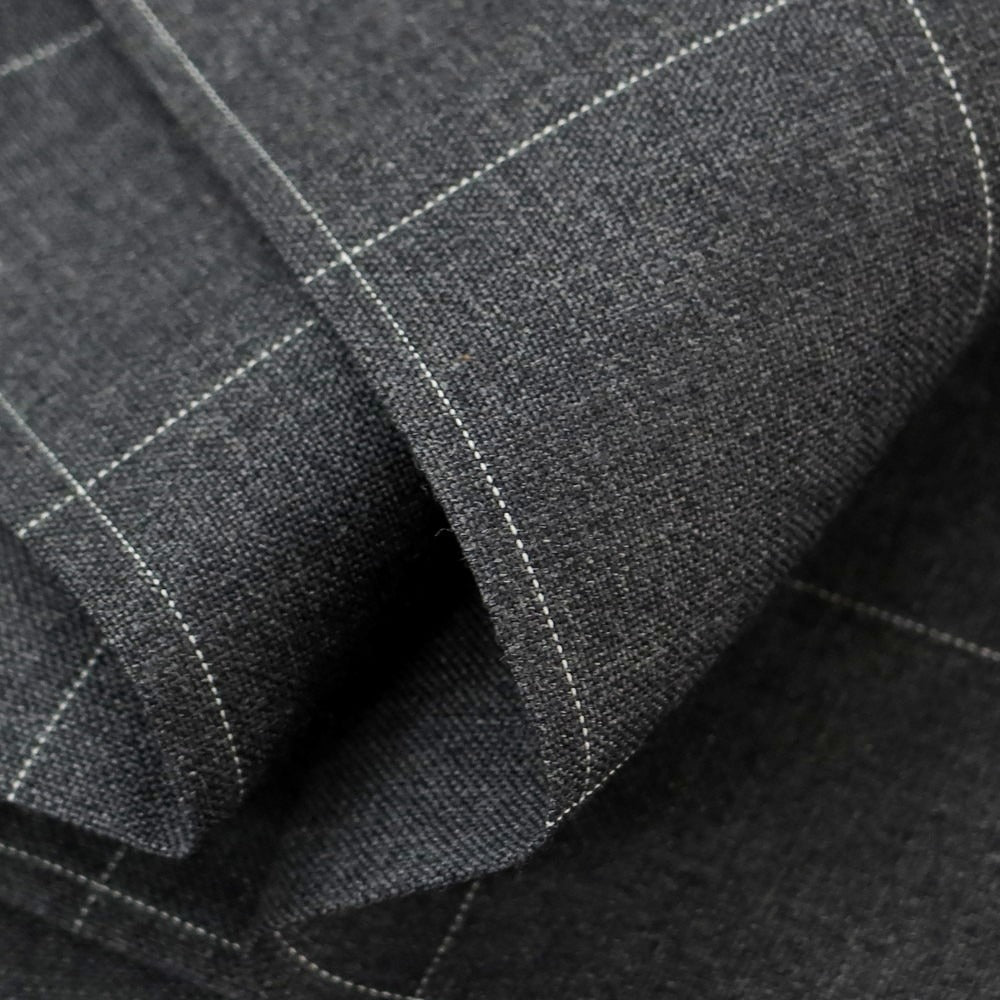 [Used] PT01 Wool Check Dress Slacks Pants Dark Gray x White [44] [Condition Rank D] [Men&