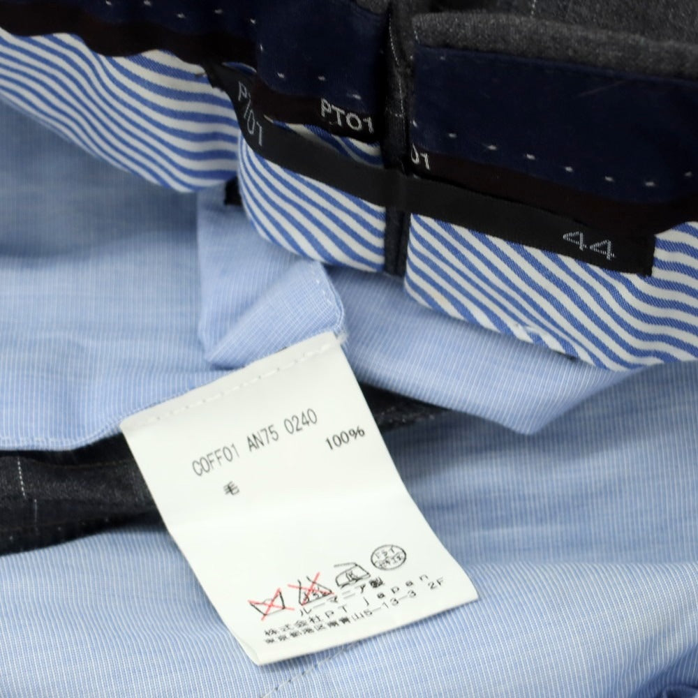 [Used] PT01 Wool Check Dress Slacks Pants Dark Gray x White [44] [Condition Rank D] [Men&