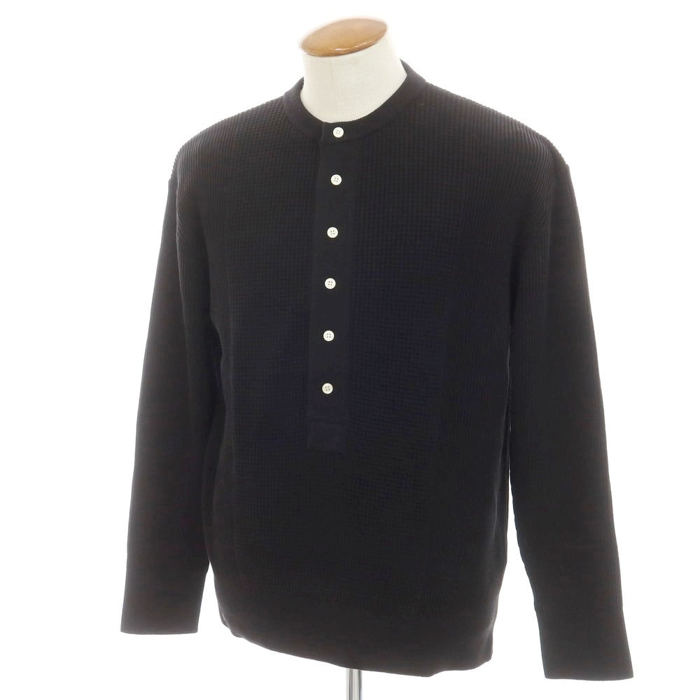 [New] V::loom Mid-gauge cotton Henry neck knit, black [M] [Condition rank N] [Men&