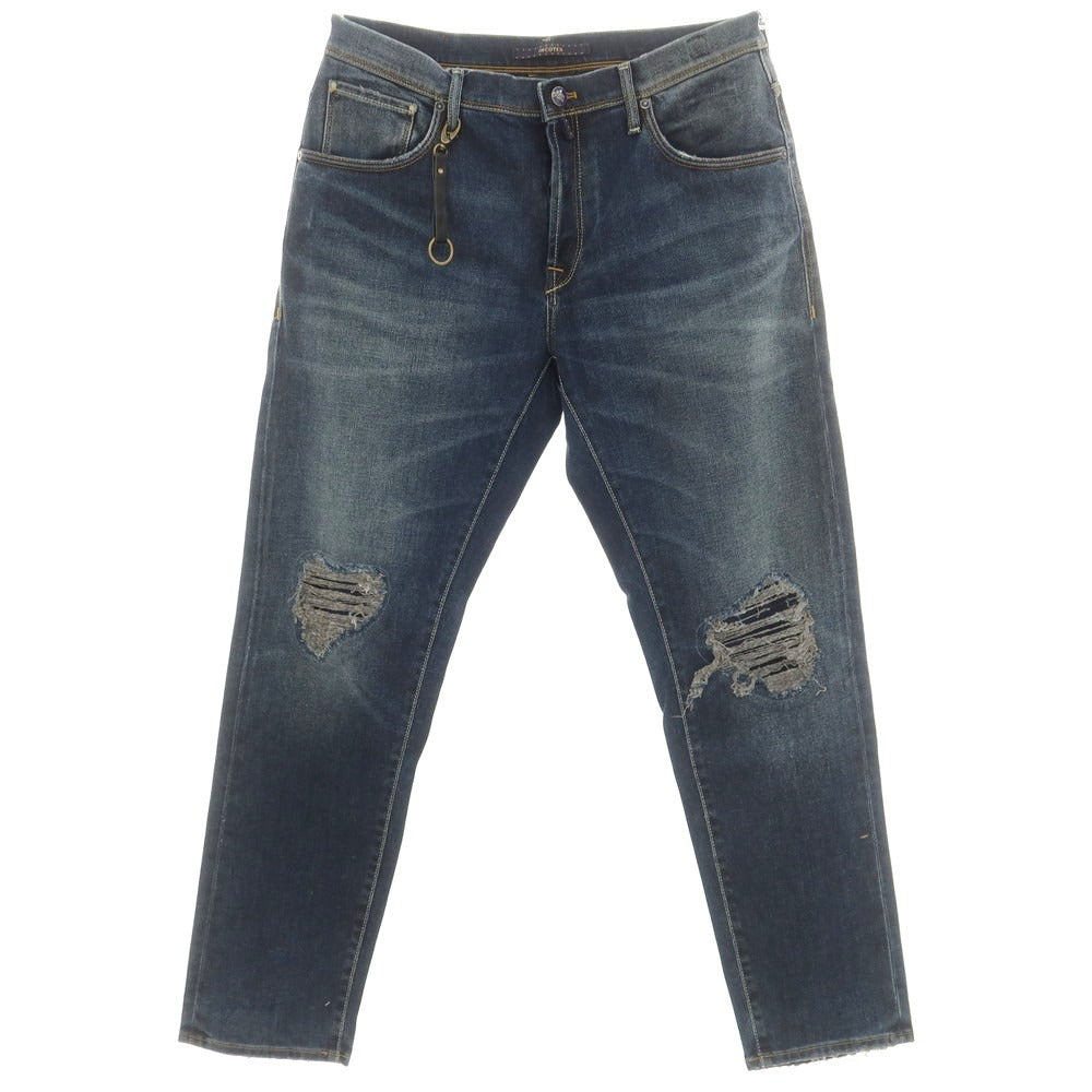 [New] INCOTEX BLUE DIVISION Tapered Distressed Stretch Denim Pants Jeans Navy [34] [Condition Rank N] [Men&