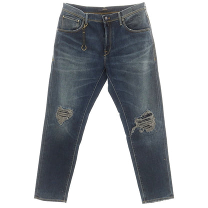 [New] INCOTEX BLUE DIVISION Tapered Distressed Stretch Denim Pants Jeans Navy [34] [Condition Rank N] [Men&