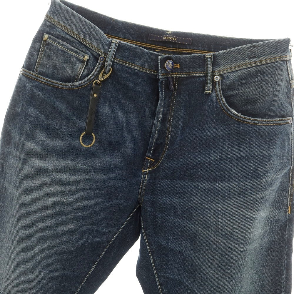 [New] INCOTEX BLUE DIVISION Tapered Distressed Stretch Denim Pants Jeans Navy [34] [Condition Rank N] [Men&