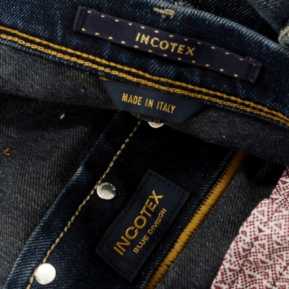 [New] INCOTEX BLUE DIVISION Tapered Distressed Stretch Denim Pants Jeans Navy [34] [Condition Rank N] [Men&