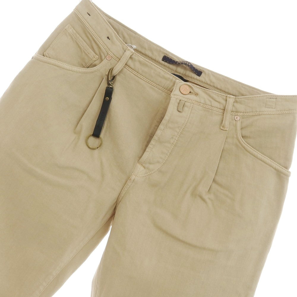 [New] INCOTEX BLUE DIVISION Tapered One Pleat Cashmere Blend Stretch Denim Pants Jeans Beige [34] [Condition Rank N] [Men&