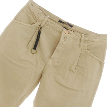 [New] INCOTEX BLUE DIVISION Tapered One Pleat Cashmere Blend Stretch Denim Pants Jeans Beige [34] [Condition Rank N] [Men&