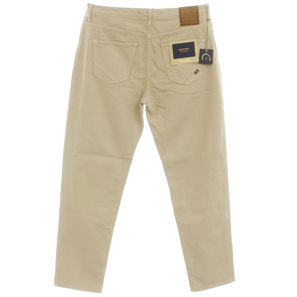 [New] INCOTEX BLUE DIVISION Tapered One Pleat Cashmere Blend Stretch Denim Pants Jeans Beige [34] [Condition Rank N] [Men&