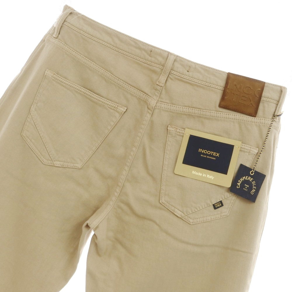 [New] INCOTEX BLUE DIVISION Tapered One Pleat Cashmere Blend Stretch Denim Pants Jeans Beige [34] [Condition Rank N] [Men&