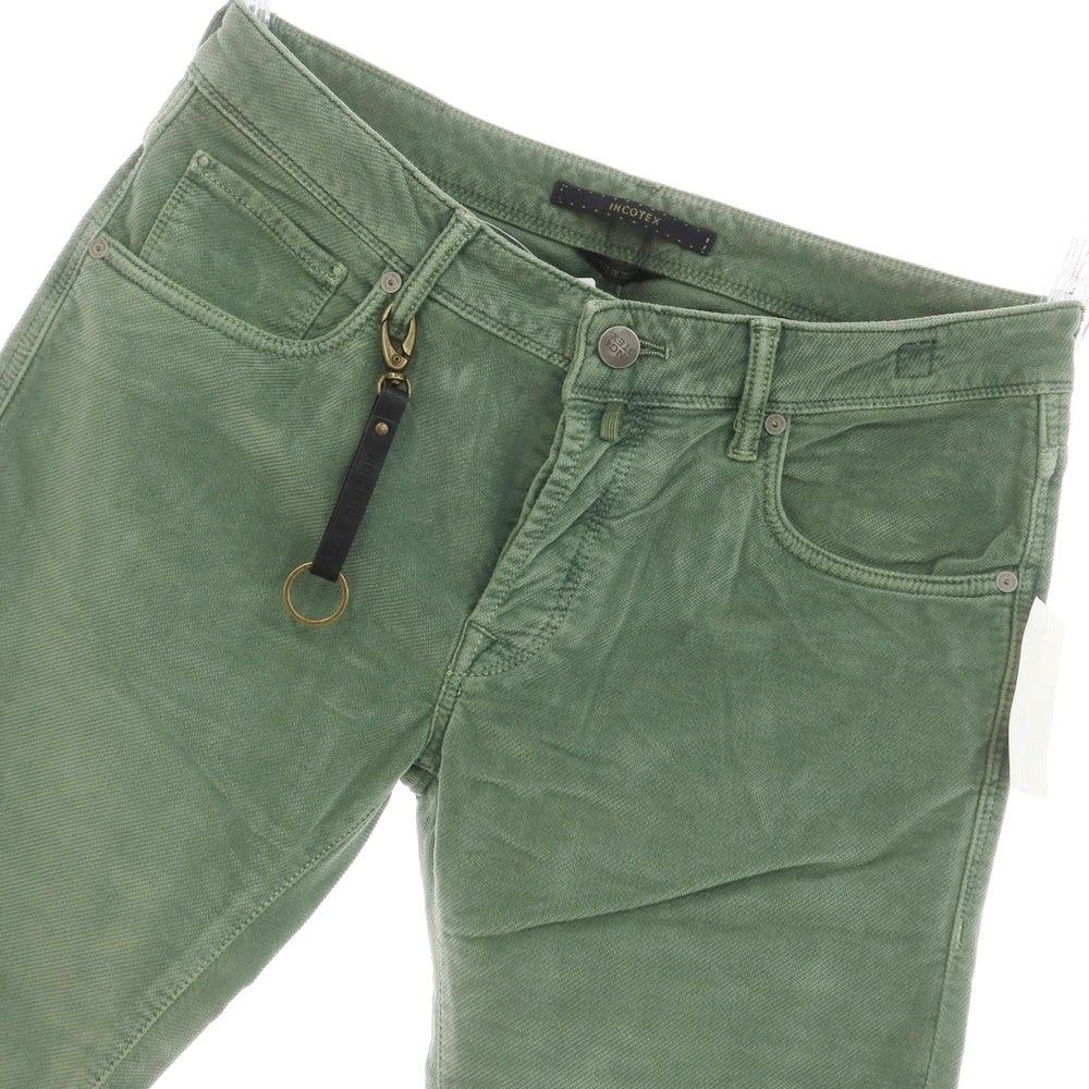 [New Outlet] INCOTEX BLUE DIVISION Slim Brushed Cotton 5 Pocket Pants Sage Green [33] [Condition Rank N-] [Men&