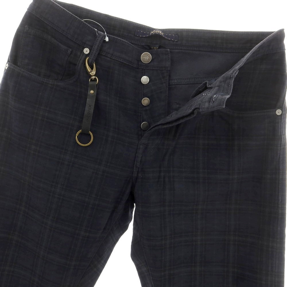 [New] INCOTEX BLUE DIVISION Tapered Stretch Cotton 5 Pocket Pants Dark Navy [33] [Condition Rank N] [Men&