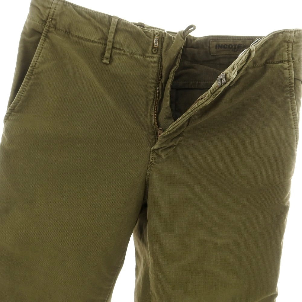 [New Outlet] INCOTEX SLIM FIT Stretch Cotton Chino Pants Olive Green [29] [Condition Rank N-] [Men&