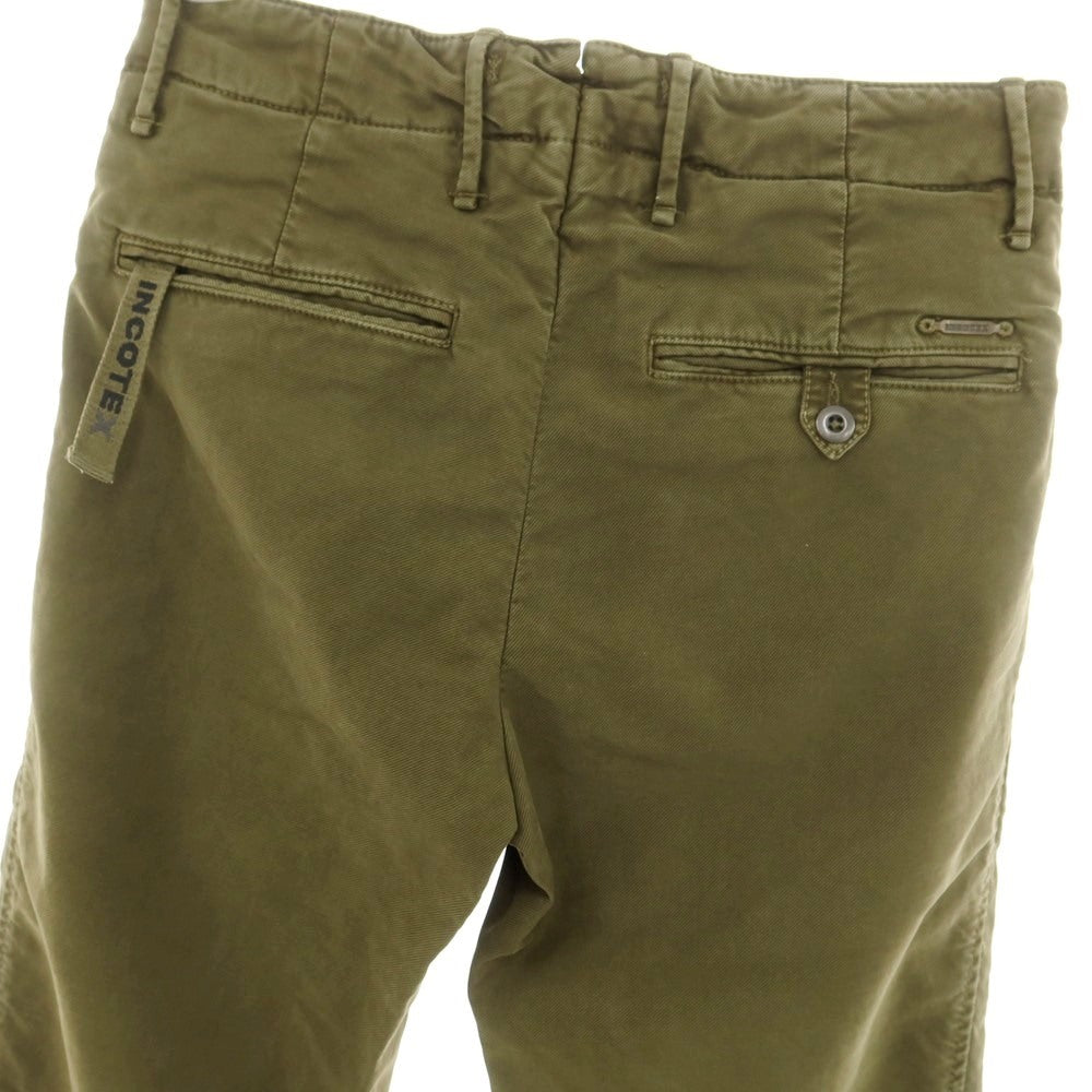 [New Outlet] INCOTEX SLIM FIT Stretch Cotton Chino Pants Olive Green [29] [Condition Rank N-] [Men&