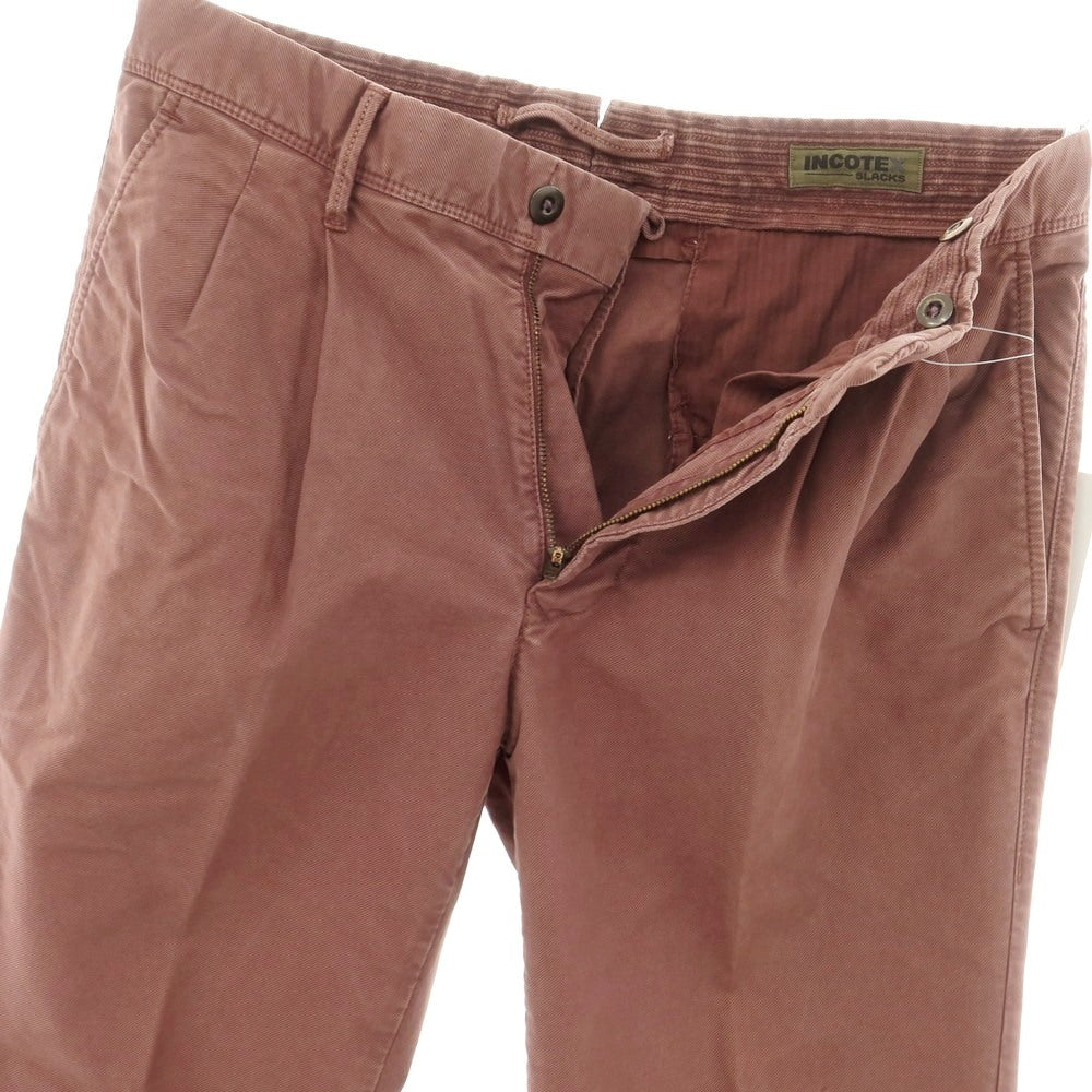 [New Outlet] INCOTEX TAPERED FIT Stretch Cotton Casual Slacks Pants Dusty Rose [32] [Condition Rank N-] [Men&