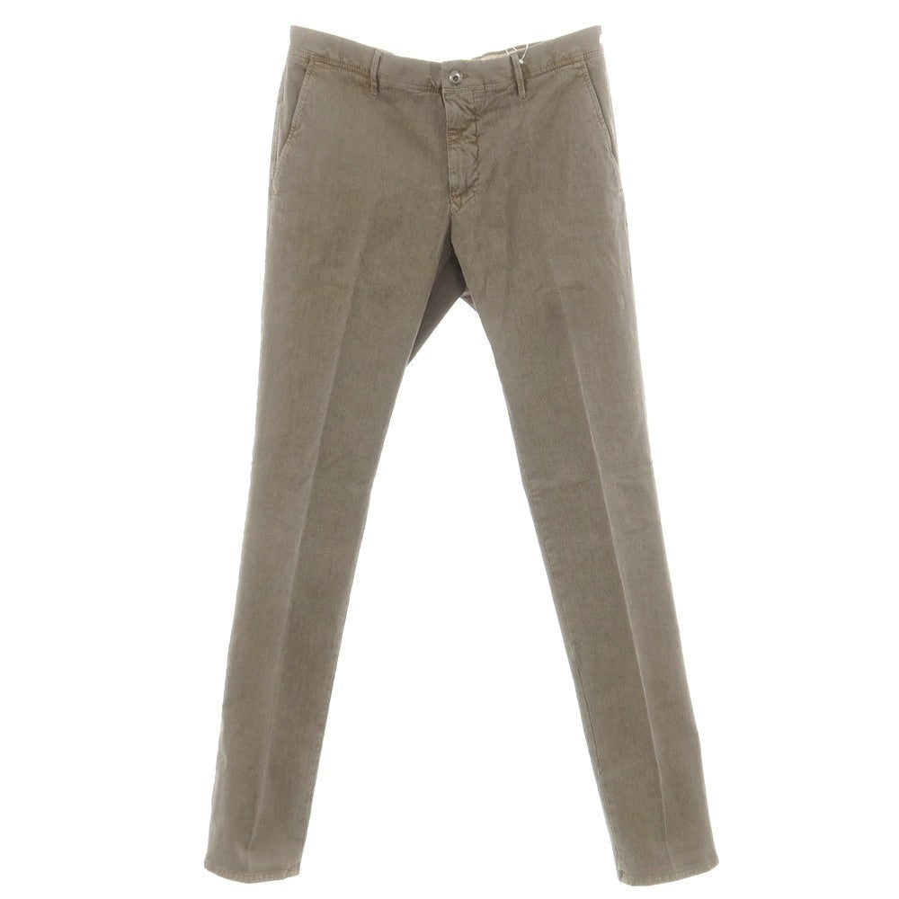 【新品】インコテックス INCOTEX SLIM FIT ストレッチコットン カジュアルスラックスパンツ ネイビーxグレージュ【 33 】【 状態ランクN 】【 メンズ 】