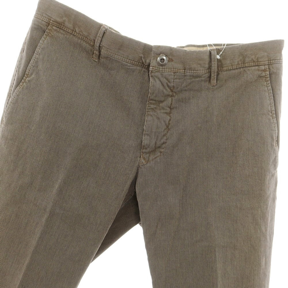 【新品】インコテックス INCOTEX SLIM FIT ストレッチコットン カジュアルスラックスパンツ ネイビーxグレージュ【 33 】【 状態ランクN 】【 メンズ 】