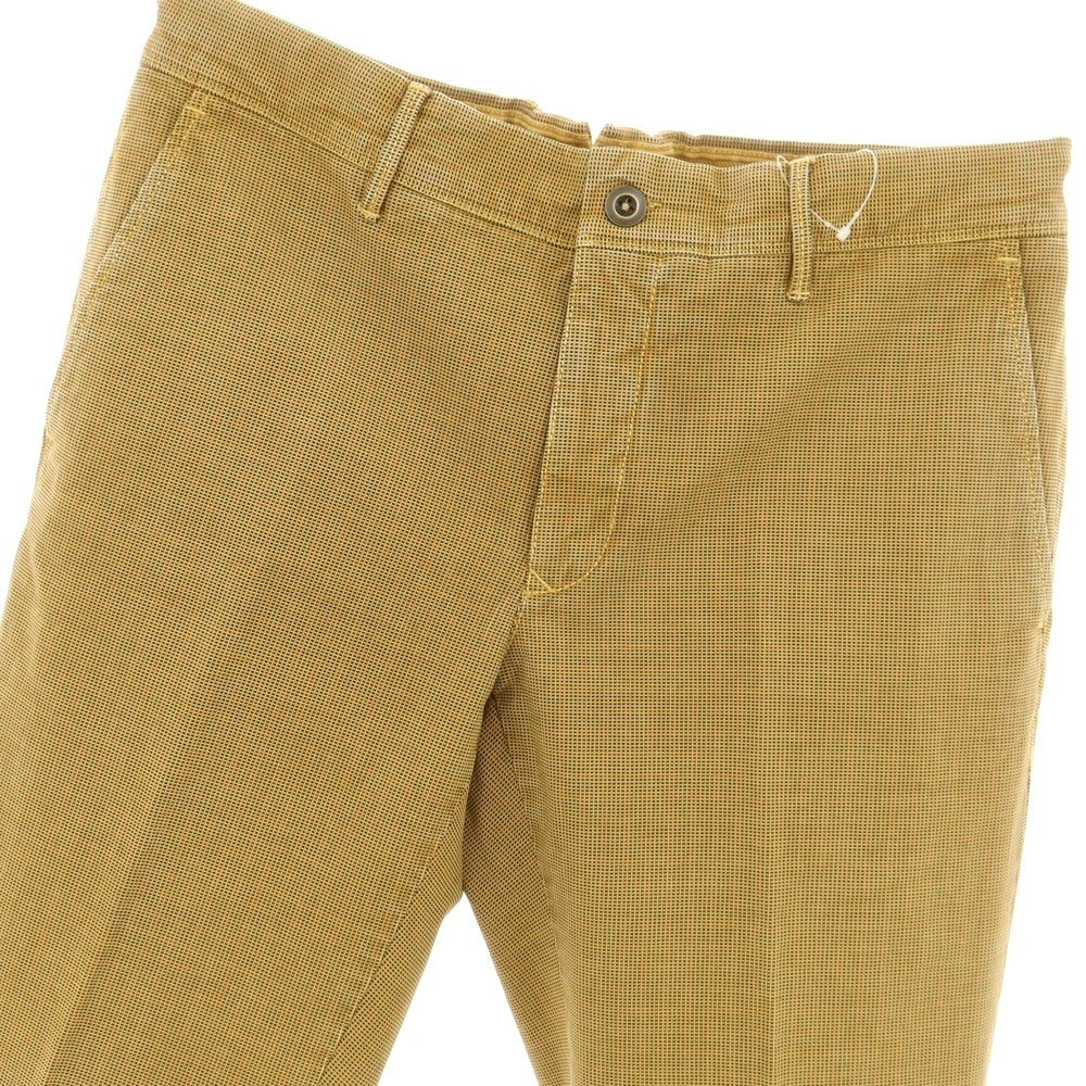 【新品】インコテックス INCOTEX SLIM FIT ストレッチコットン カジュアルスラックスパンツ ダークイエローxブラック×レッド【 32 】【 状態ランクN 】【 メンズ 】