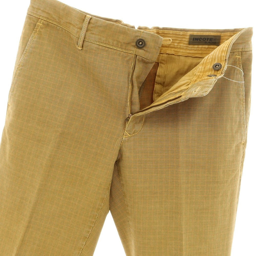 [New] INCOTEX SLIM FIT stretch cotton casual slacks pants dark yellow x black x red [32] [Condition rank N] [Men&