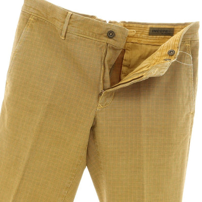 [New] INCOTEX SLIM FIT stretch cotton casual slacks pants dark yellow x black x red [32] [Condition rank N] [Men&