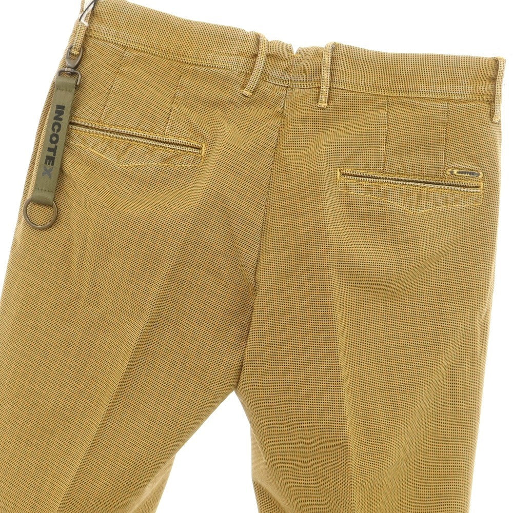 [New] INCOTEX SLIM FIT stretch cotton casual slacks pants dark yellow x black x red [32] [Condition rank N] [Men&