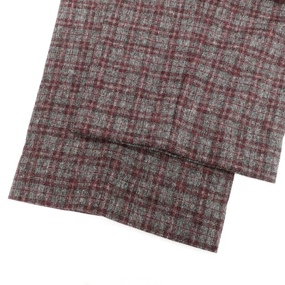 【新品】インコテックス INCOTEX ウールナイロン チェック カジュアルスラックスパンツ グレーxボルドー【 48 】【 状態ランクN 】【 メンズ 】