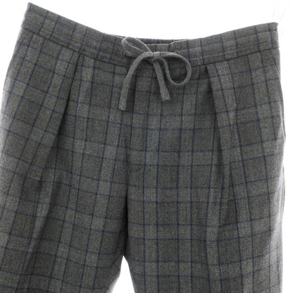 【新品】インコテックス INCOTEX ウールカシミヤ チェック イージースラックスパンツ ダークグレーxブルー【 48 】【 状態ランクN 】【 メンズ 】