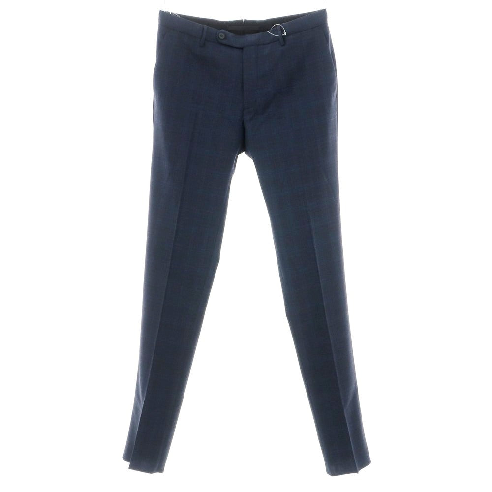 【新品】インコテックス スローウェア INCOTEX SLOWEAR TEKNOSARTORIAL ストレッチ ポリエステルウール チェック ドレススラックスパンツ ネイビーxブラック【 50 】【 状態ランクN 】【 メンズ 】