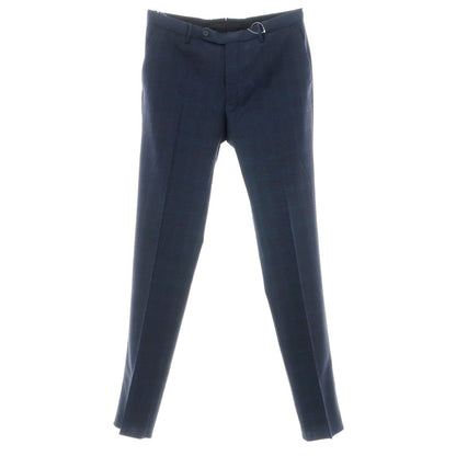 【新品】インコテックス スローウェア INCOTEX SLOWEAR TEKNOSARTORIAL ストレッチ ポリエステルウール チェック ドレススラックスパンツ ネイビーxブラック【 50 】【 状態ランクN 】【 メンズ 】