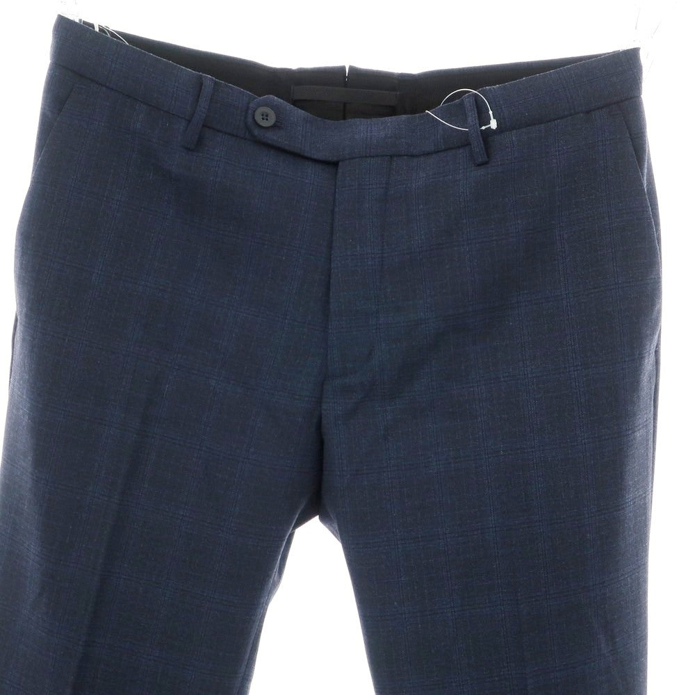 【新品】インコテックス スローウェア INCOTEX SLOWEAR TEKNOSARTORIAL ストレッチ ポリエステルウール チェック ドレススラックスパンツ ネイビーxブラック【 50 】【 状態ランクN 】【 メンズ 】