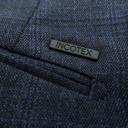 【新品】インコテックス スローウェア INCOTEX SLOWEAR TEKNOSARTORIAL ストレッチ ポリエステルウール チェック ドレススラックスパンツ ネイビーxブラック【 50 】【 状態ランクN 】【 メンズ 】