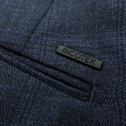 【新品アウトレット】インコテックス スローウェア INCOTEX SLOWEAR TEKNOSARTORIAL ストレッチ ポリエステルウール チェック ドレススラックスパンツ ネイビーxブラック【 52 】【 状態ランクN- 】【 メンズ 】