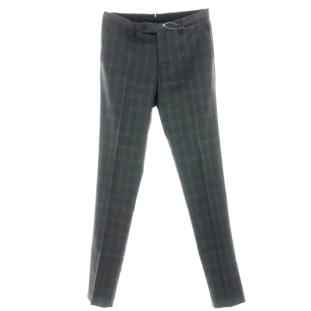 【新品】インコテックス スローウェア INCOTEX SLOWEAR TEKNOSARTORIAL ストレッチ ポリエステルウール チェック ドレススラックスパンツ ダークグレーxブラック【 48 】【 状態ランクN 】【 メンズ 】