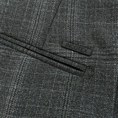 【新品】インコテックス スローウェア INCOTEX SLOWEAR TEKNOSARTORIAL ストレッチ ポリエステルウール チェック ドレススラックスパンツ ダークグレーxブラック【 48 】【 状態ランクN 】【 メンズ 】