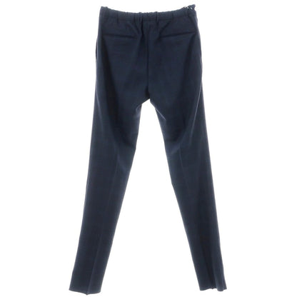 【新品】インコテックス スローウェア INCOTEX SLOWEAR TEKNOSARTORIAL ストレッチ ポリエステルウール チェック イージースラックスパンツ ネイビーxブラック【 50 】【 状態ランクN 】【 メンズ 】