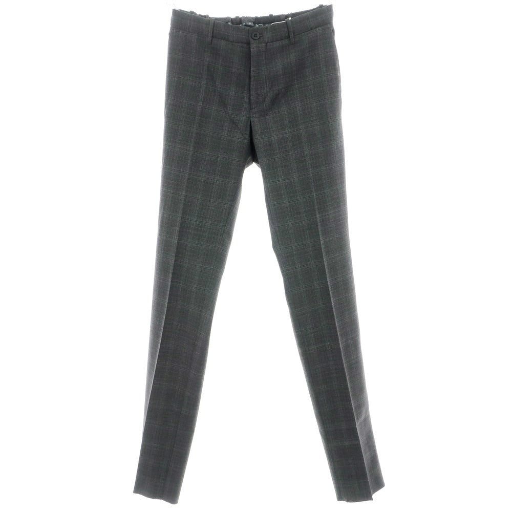 【新品】インコテックス スローウェア INCOTEX SLOWEAR TEKNOSARTORIAL ストレッチ ポリエステルウール チェック イージースラックスパンツ ダークグレーxブラック【 46 】【 状態ランクN 】【 メンズ 】