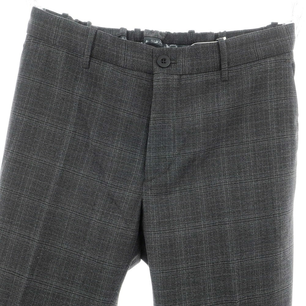【新品】インコテックス スローウェア INCOTEX SLOWEAR TEKNOSARTORIAL ストレッチ ポリエステルウール チェック イージースラックスパンツ ダークグレーxブラック【 46 】【 状態ランクN 】【 メンズ 】