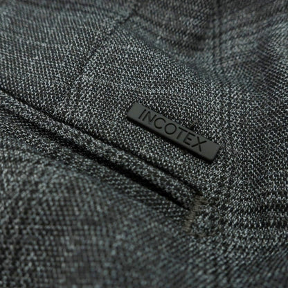 【新品】インコテックス スローウェア INCOTEX SLOWEAR TEKNOSARTORIAL ストレッチ ポリエステルウール チェック イージースラックスパンツ ダークグレーxブラック【 46 】【 状態ランクN 】【 メンズ 】