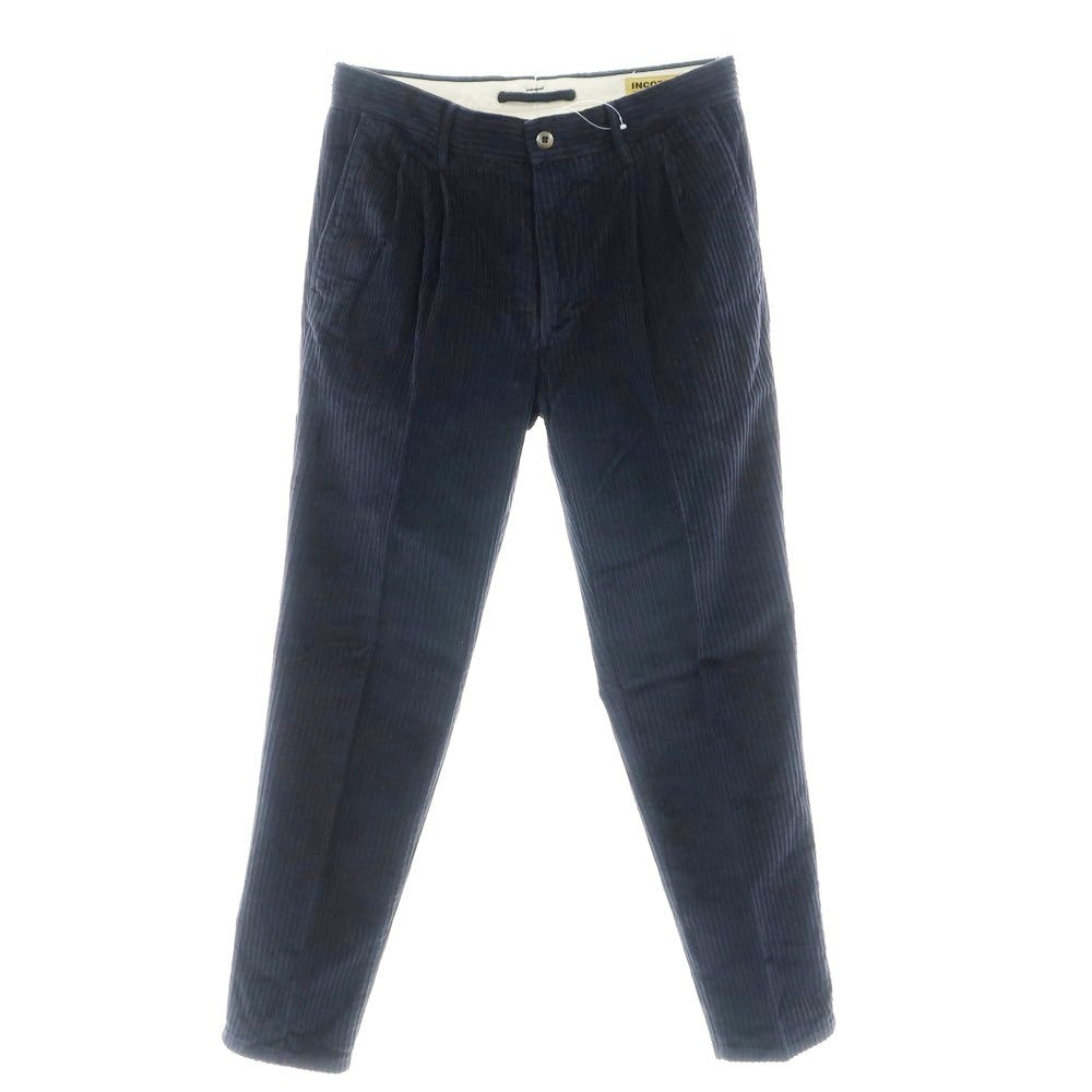 【新品】インコテックス スラックス INCOTEX SLACKS ストレッチ コットン 太畝 コーデュロイパンツ ネイビー【 33 】【 状態ランクN 】【 メンズ 】