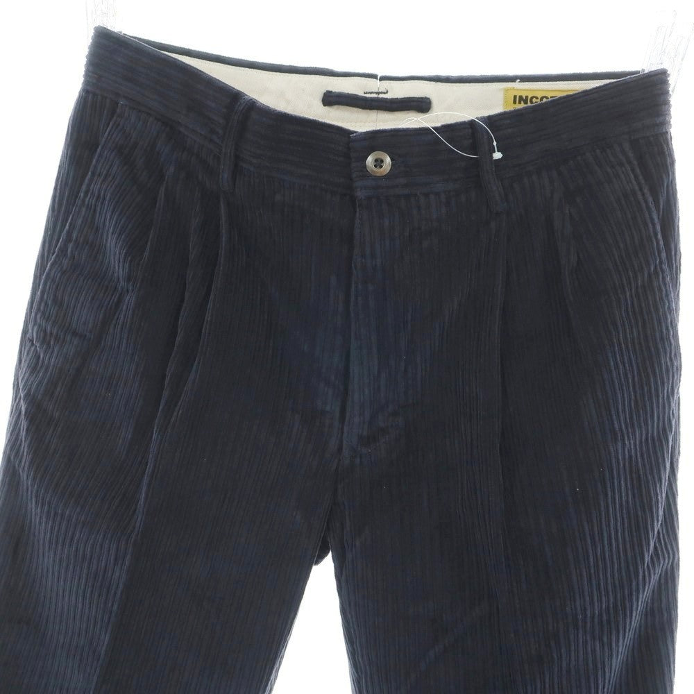 【新品】インコテックス スラックス INCOTEX SLACKS ストレッチ コットン 太畝 コーデュロイパンツ ネイビー【 33 】【 状態ランクN 】【 メンズ 】