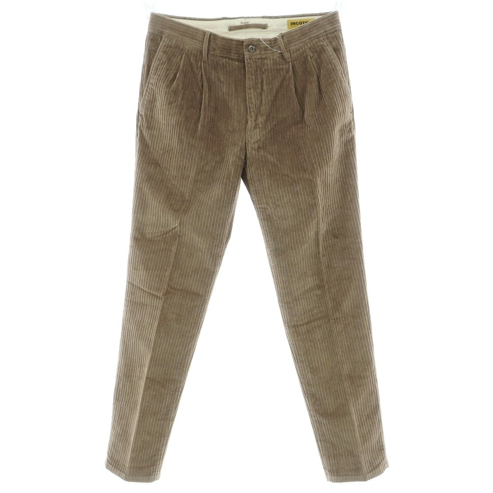 【新品】インコテックス スラックス INCOTEX SLACKS ストレッチ コットン 太畝 コーデュロイパンツ グレージュ【 33 】【 状態ランクN 】【 メンズ 】
